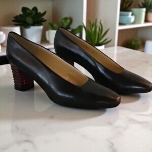 Proxy Black Heels Elegant Formal Shoes unique heel leather made in Spain
